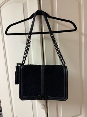Rebecca Minkoff Black Quilted Chain-Shoulder Bag with Tassel